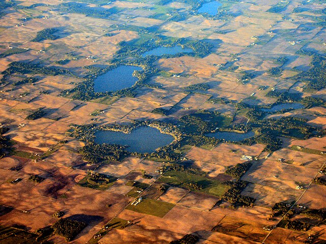Southern Kosciusko County is dotted with small lakes like Beaver Dam Lake (foreground) near Silver Lake.