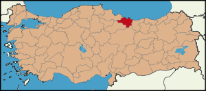 Localização da província de Ordu na Turquia