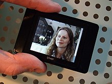 Live DMB broadcast on an iriver device during trials in Munich, Germany (2007) Live television on this iRiver DAB DMB device.jpg