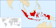 Un mapa mostrant la localització d'Indonèsia