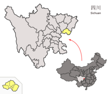 Location of Guang'an and its county-level areas in Sichuan. Location of Guang'an Prefecture within Sichuan (China).png