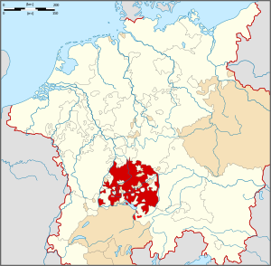 Map indicating the Swabian Circle of the Holy Roman Empire