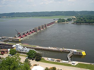 Lock and Dam No. 11 Dam in Dubuque, Iowa / Jamestown, Grant County, Wisconsin