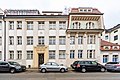 Apartment building (with three entrances) in formerly half-open development and factory building in the courtyard (at No. 5)