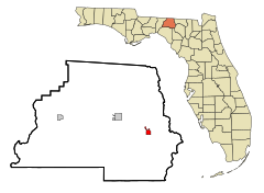 Мэдисон Каунти Флорида Инкорпорированные и некорпоративные районы Lee Highlighted.svg