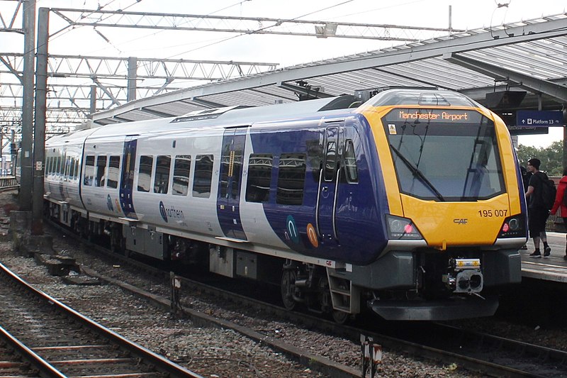 File:Manchester Piccadilly - Arriva 195007 leaving for the airport.JPG