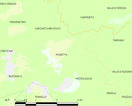 Mapa obce Piobetta