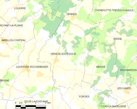 Mapa obce Dénezé-sous-Doué
