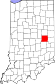 Harta statului Indiana indicând comitatul Henry