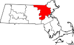 Mapa de Massachusetts coa localización do condado de Middlesex