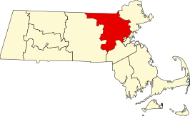 Locatie van Middlesex County in Massachusetts