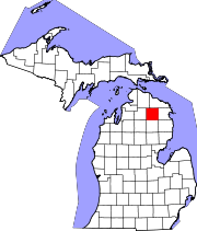 Map of Michigan highlighting Montmorency County.svg