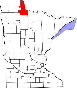 map of Minnesota highlighting Lake of the Woods County