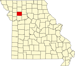 Mapa hrabstwa Caldwell w stanie Missouri
