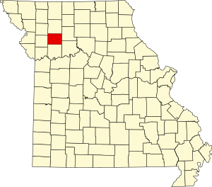 Mapa de Missouri destacando el condado de Caldwell