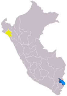 Map showing the extent of the Sican culture