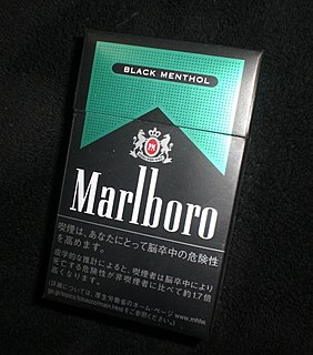 Menthol cigarette Cigarette flavored with the compound menthol