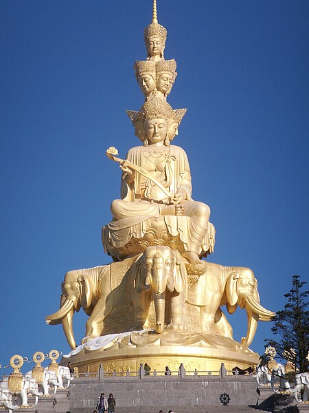 File:Massive golden buddha on the sumit of Eimei Shan.jpg