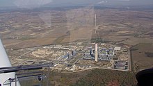 Alessandro Volta Power Plant on the right, on the left the Alto Lazio nuclear power plant. Montalto di Castro plant.jpg