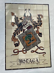 Panel of azulejos depicting the Moraga family coat of arms at St. Mary's College.