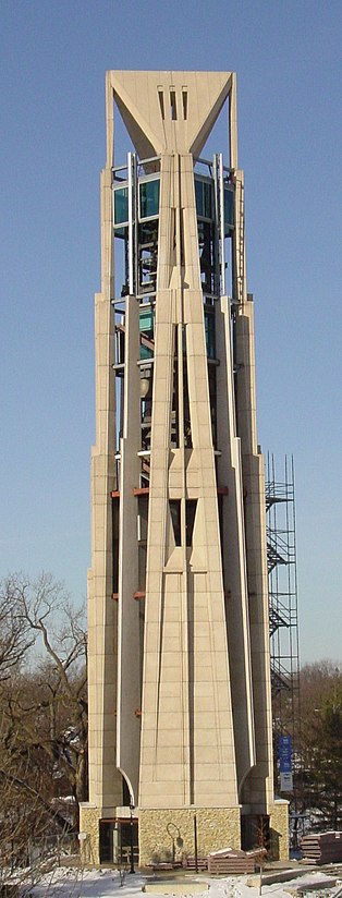 Moser Tower, completed in 2000, containing the Millennium Carillon.