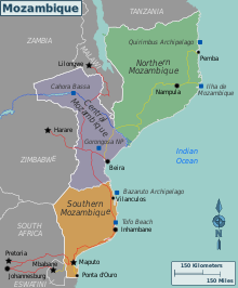 Regions of Mozambique Mozambique regions.svg