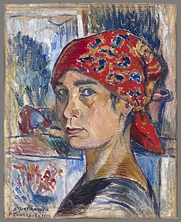 N.Goncharova - self-portrait (c.1907, Mead art museum)