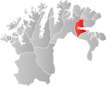 Mapa do condado de Finnmark com Nesseby em destaque.