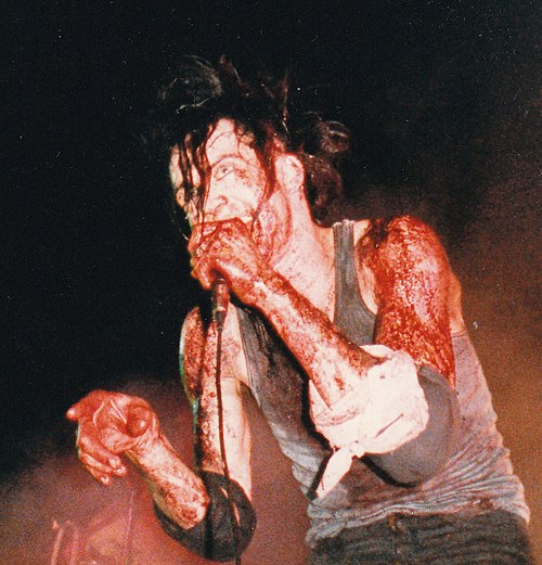 Nivek Ogre performing with Skinny Puppy in 1987