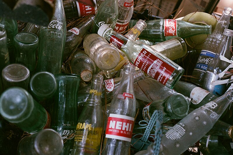 File:Old Glass Soft Drink Bottles.jpg