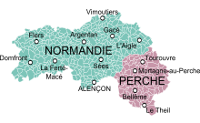 Carte de l'Orne selon le découpage des provinces de l'Ancien Régime