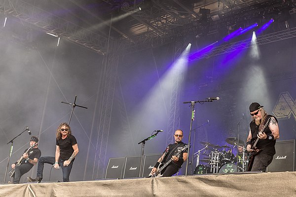 Overkill at Rockharz Open Air 2019. From left to right: Derek Tailer, Bobby "Blitz" Ellsworth, D.D. Verni, Jason Bittner and Dave Linsk.