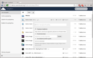 ownCloud 7 web arayüzü