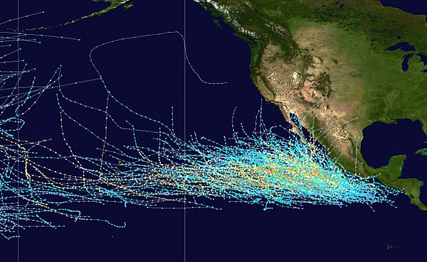 Tracks of East Pacific tropical cyclones (1980–2005)