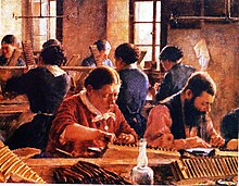 Zigarrenmacher (Gemälde von J. Marx von 1889)