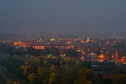 Panorama noturno de Grajewo vista do norte