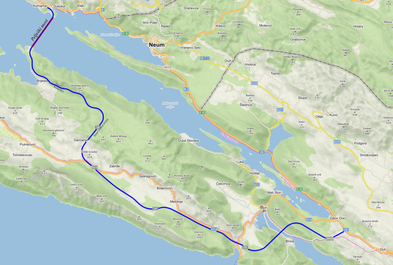 File:Pelješac bridge and new link roads - Pelješki most i nove pristupne ceste.png