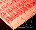 Image 13Rows of perforations in a sheet of postage stamps. (from Postage stamp)
