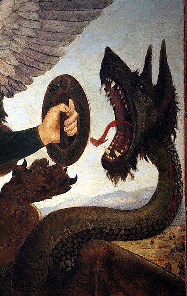 File:Piero del pollaiolo, san michele arcangelo e il drago, ante 1465, 09.JPG