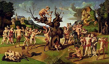 Piero di Cosimo: Bacchus felfedezi a mézet 1499 körül