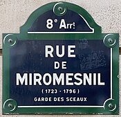 Plaque Rue Miromesnil - Paris VIII (FR75) - 2021-08-22 - 1.jpg
