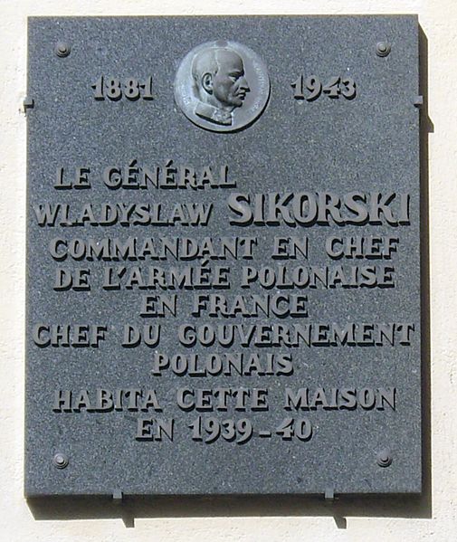 File:Plaque Władysław Sikorski, 58 rue Jacob, Paris 6.jpg