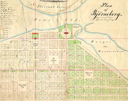 1852 city plan of Pori by G. T. von Chiewitz Pori asemakaava 1852.png