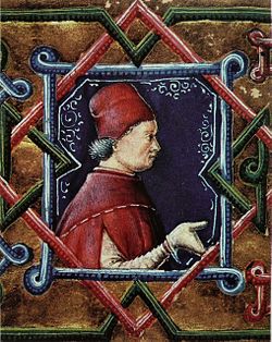 Portrait de János Vitéz. Frontispice d'un manuscrit (Plaute, Comédies).jpg