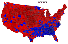 תוצאות הבחירות לפי מחוזות. אייזנהאואר-אדום, סטיבנסון-כחול