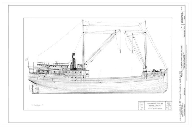 File:Profile View - Steam Schooner WAPAMA, Kaiser Shipyard No. 3 (Shoal Point), Richmond, Contra Costa County, CA HAER CAL,21-SAUS,1- (sheet 2 of 8).tif