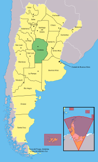 محل استان کوردوبا در نقشهٔ آرژانتین