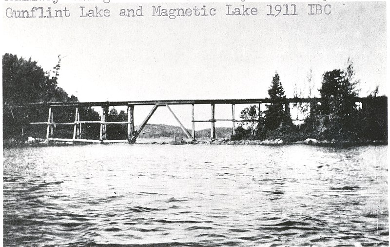 File:Railway bridge across of the narrows between Gunflint Lake and Magnetic Lake, 1911 (5187480175).jpg