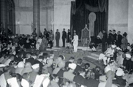 Rajagopalachari as Governor-General of India proclaims the Republic of India on 26 January 1950