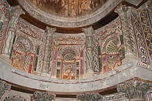 Coptic decoration in the apses of the Red Monastery at Sohag (5th to 13th centuries) Red Monastery church Shenoute, Pcol, Pshoi.jpg